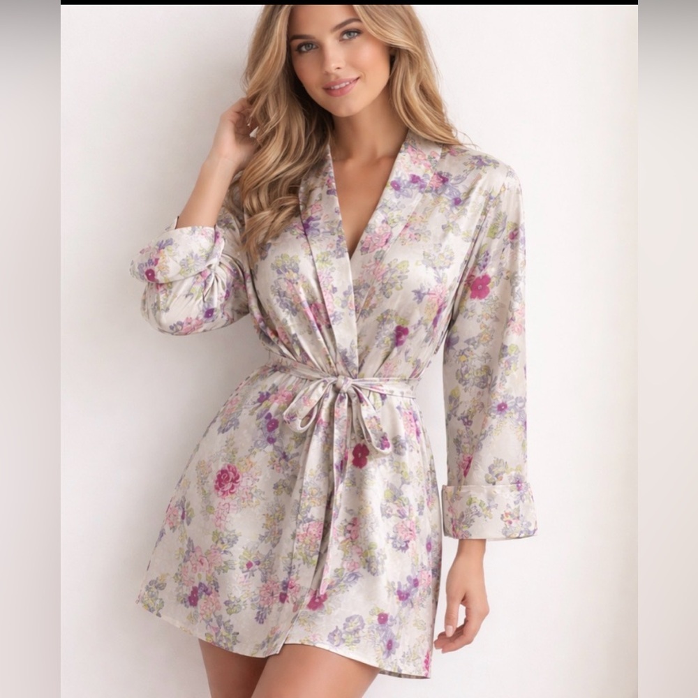 Vintage Victoria’s Secret Gold Label Floral Robe Size Small